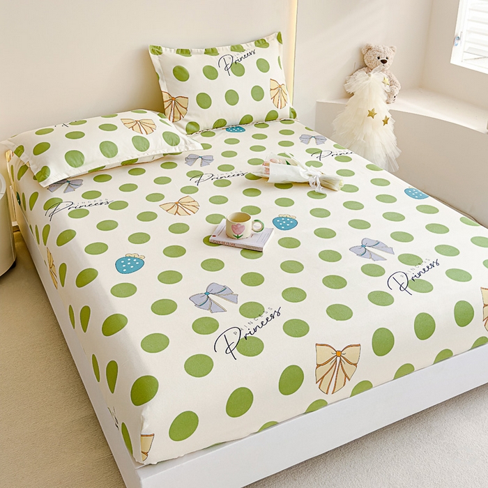 91家纺网 家纺一手货源 找家纺 靓生活 2024新款加厚磨毛生态棉单品床笠 波点人生