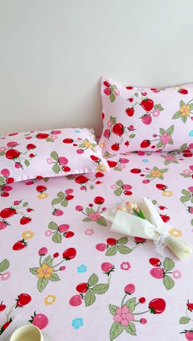 91家纺网 家纺一手货源 找家纺 靓生活 2024新款加厚磨毛生态棉单品床笠 盛夏果实