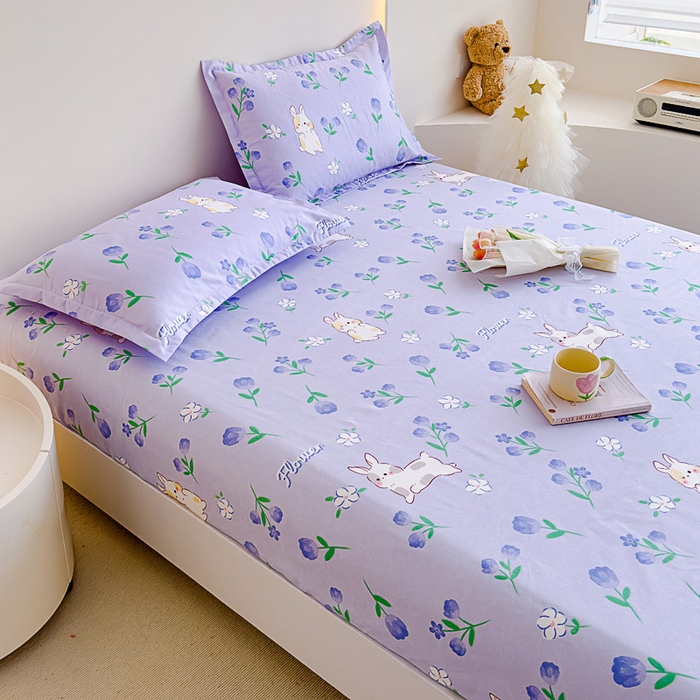 91家纺网 家纺一手货源 找家纺 靓生活 2024新款加厚磨毛生态棉单品床笠 沭心小兔