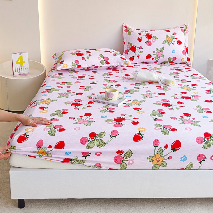 91家纺网 家纺一手货源 找家纺 靓生活 2024新款加厚磨毛生态棉单品床笠 盛夏果实