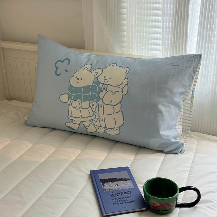 91家纺网 家纺一手货源 找家纺 桃喜 2024新款全棉印花卡通混搭系列四件套-单枕套 好朋友