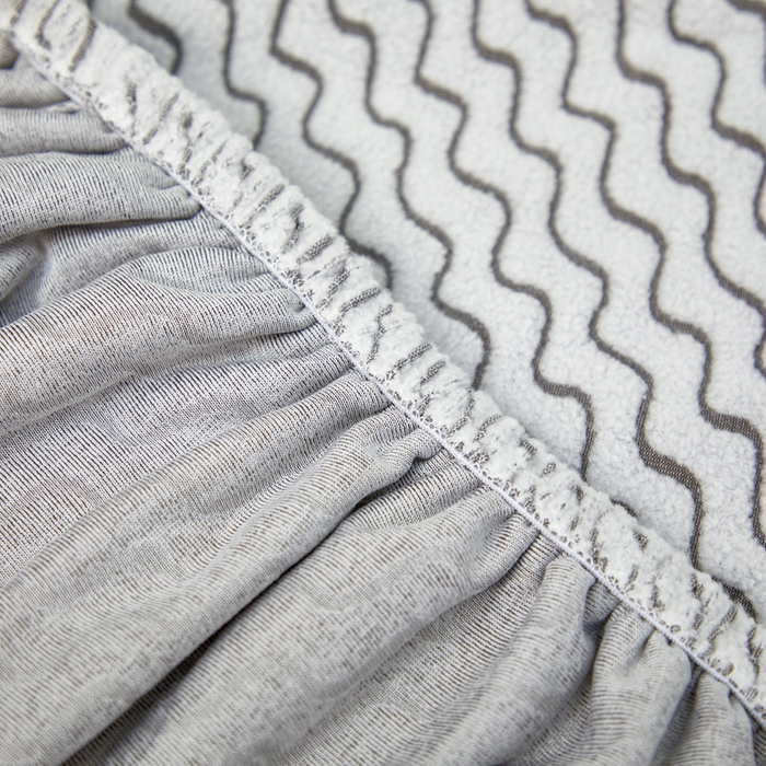 91家纺网 家纺一手货源 找家纺 千彤 2024新款常规款-阳离子拉花绒水波纹系列沙发笠沙发套罩弹力全包 深灰