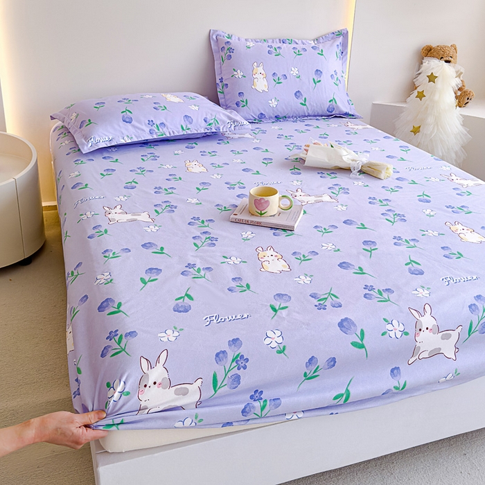 91家纺网 家纺一手货源 找家纺 靓生活 2024新款加厚磨毛生态棉单品床笠 沭心小兔