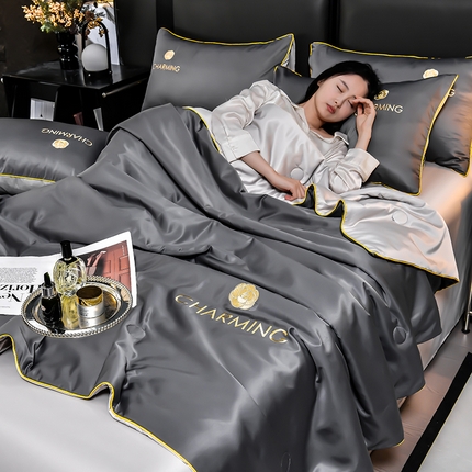 91家纺网 家纺一手货源 找家纺 （总）伊梵居 2025新款水洗真丝刺绣夏被四件套