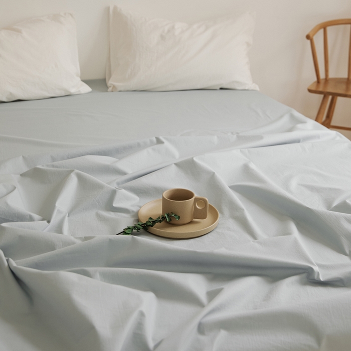 91家纺网 家纺一手货源 找家纺 新款40支全棉水洗棉纯色单品系列-单床单 雾霾蓝