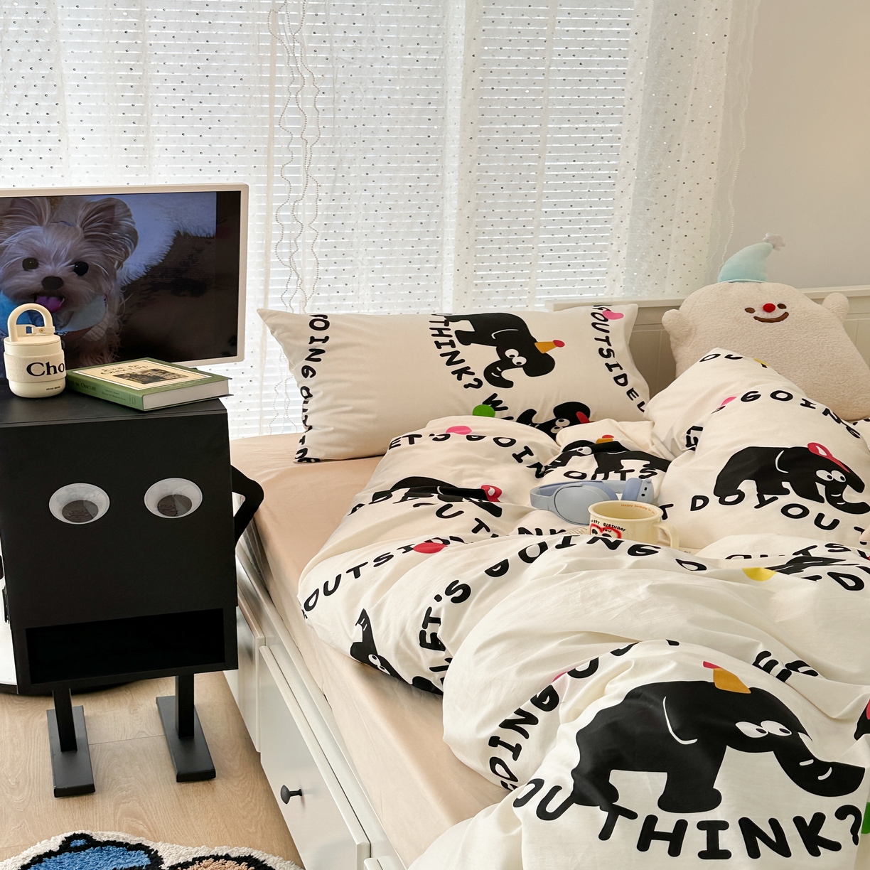 91家纺网 家纺一手货源 找家纺 （总）昔可 新款多巴胺卡通简约风可爱亲肤四件套