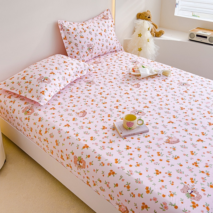 91家纺网 家纺一手货源 找家纺 靓生活 2024新款加厚磨毛生态棉单品床笠 森林欢唱