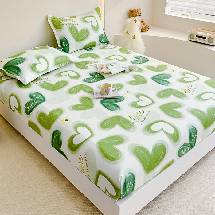 91家纺网 家纺一手货源 找家纺 靓生活 2024新款加厚磨毛生态棉单品床笠 爱在心田