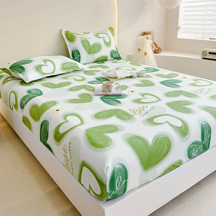 91家纺网 家纺一手货源 找家纺 靓生活 2024新款加厚磨毛生态棉单品床笠 爱在心田