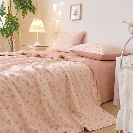 91家纺网 家纺一手货源 找家纺 （总）兜兜 2024年新款全棉纯棉小清新夏被四件套