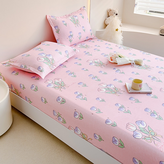 91家纺网 家纺一手货源 找家纺 靓生活 2024新款加厚磨毛生态棉单品床笠 紫色浪漫