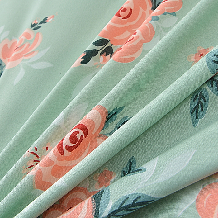 91家纺网 家纺一手货源 找家纺 小雨家纺 2026新款芦荟棉床裙四件套 春暖花开-浅绿