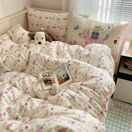 91家纺网 家纺一手货源 找家纺 （总）桃喜 2024新款全棉印花卡通混搭系列四件套