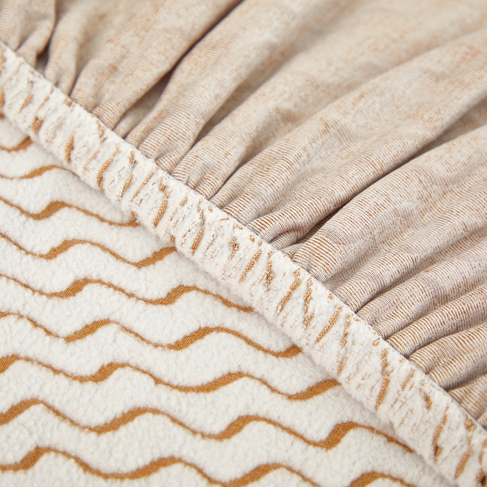 91家纺网 家纺一手货源 找家纺 千彤 2024新款常规款-阳离子拉花绒水波纹系列沙发笠沙发套罩弹力全包 咖色