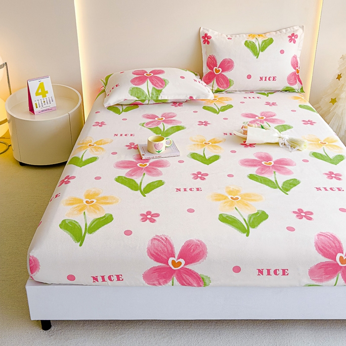 91家纺网 家纺一手货源 找家纺 靓生活 2024新款加厚磨毛生态棉单品床笠 花朵曼曼