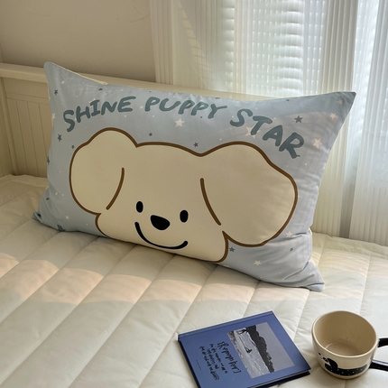 桃喜 2024新款全棉印花卡通混搭系列四件套-单枕套 大版心愿小狗