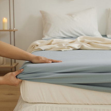 91家纺网 家纺一手货源 找家纺 （总）新款40支全棉水洗棉纯色单品系列-单床笠