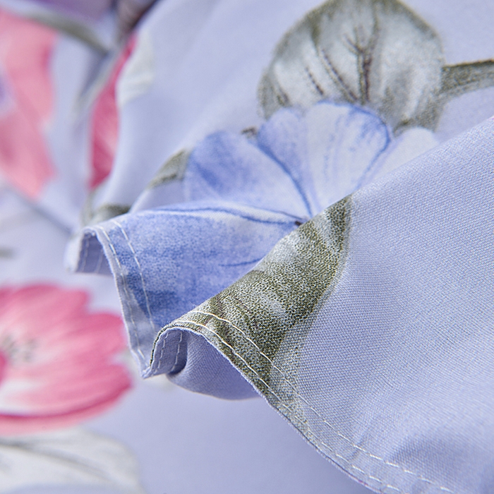 91家纺网 家纺一手货源 找家纺 小雨家纺 2026新款芦荟棉床裙四件套 如花似锦-浅灰