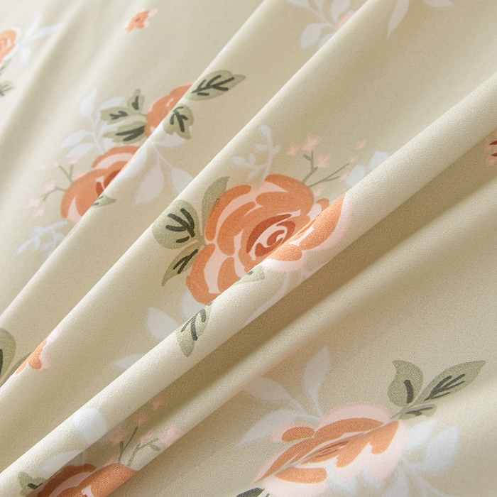 91家纺网 家纺一手货源 找家纺 小雨家纺 2026新款芦荟棉床裙三件套 春暖花开-棕