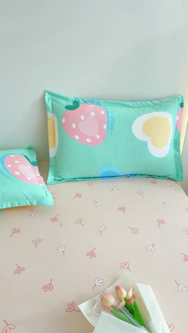 91家纺网 家纺一手货源 找家纺 靓生活 2024新款加厚磨毛生态棉单品床笠 莓莓乐园