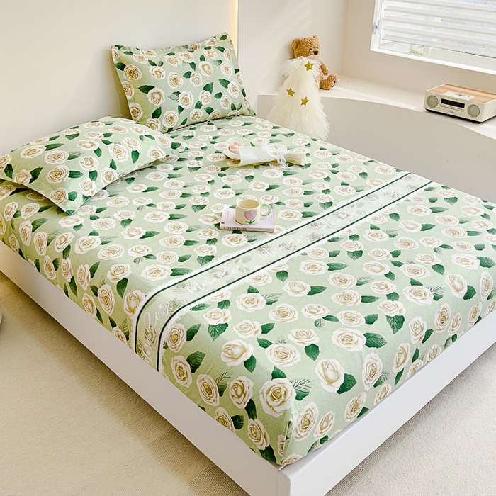 91家纺网 家纺一手货源 找家纺 靓生活 2024新款加厚磨毛生态棉单品床笠 花的旅行