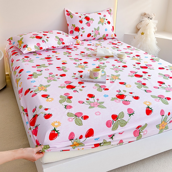 91家纺网 家纺一手货源 找家纺 靓生活 2024新款加厚磨毛生态棉单品床笠 盛夏果实