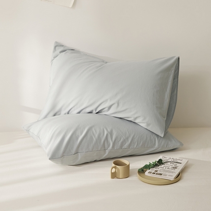 新款40支全棉水洗棉纯色单品系列-单枕套 雾霾蓝