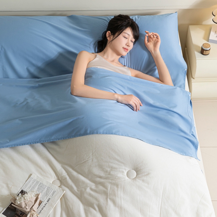 91家纺网 家纺一手货源 找家纺 澳梵家居 60s全棉纯色旅行睡袋 绅士蓝