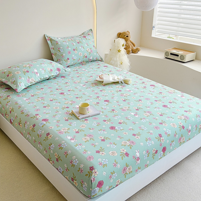 91家纺网 家纺一手货源 找家纺 靓生活 2024新款加厚磨毛生态棉单品床笠 花海