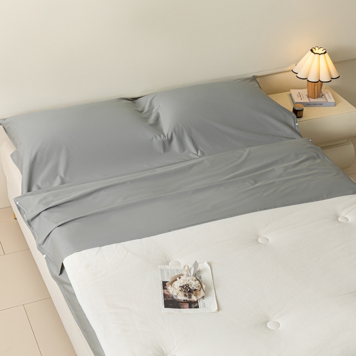 91家纺网 家纺一手货源 找家纺 澳梵家居 60s全棉纯色旅行睡袋 椰子灰