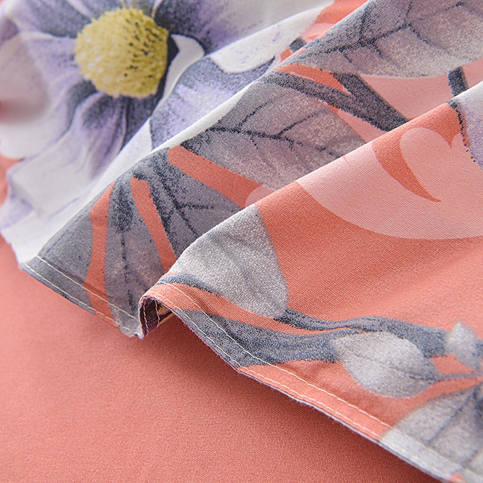 91家纺网 家纺一手货源 找家纺 小雨家纺 2026新款芦荟棉单被套 花枝招展-桔