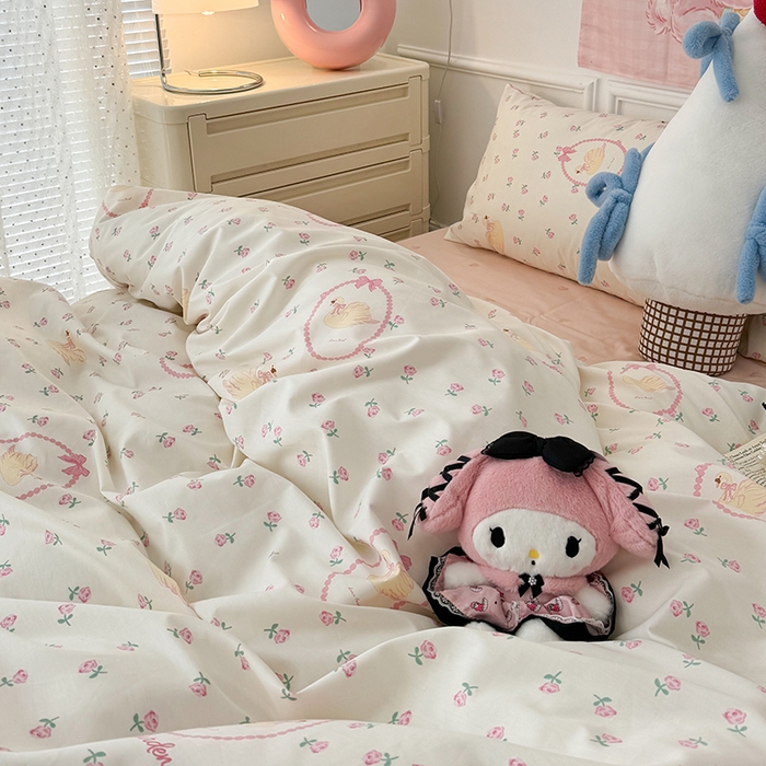 91家纺网 家纺一手货源 找家纺 （总）昔可 新款春日氛围感小清新亲肤四件套