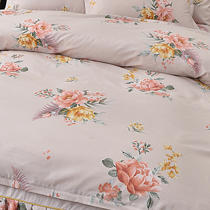 91家纺网 家纺一手货源 找家纺 小雨家纺 2026新款芦荟棉床裙四件套 百花齐放棕