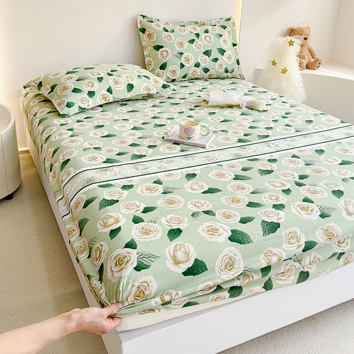 91家纺网 家纺一手货源 找家纺 靓生活 2024新款加厚磨毛生态棉单品床笠 花的旅行