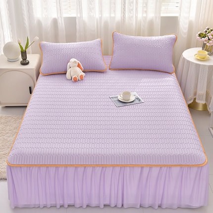 91家纺网 家纺一手货源 找家纺 （总）诺梵家纺 2025新款0.5凉感丝乳胶凉席床裙款三件套