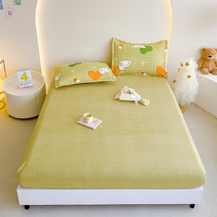 靓生活 2024新款加厚磨毛生态棉单品床笠 爱心萌宠