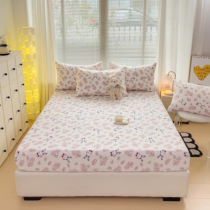 91家纺网 家纺一手货源 找家纺 维娜斯家纺 2024新款水洗棉印花床笠 玫瑰香韵