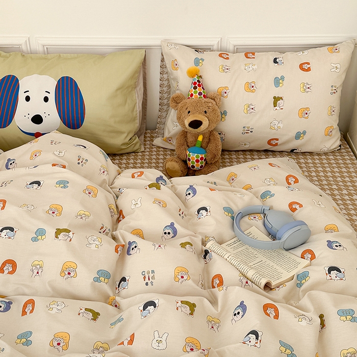 91家纺网 家纺一手货源 找家纺 昔可 新款创意枕套时尚柔舒全棉四件套 小小表情包