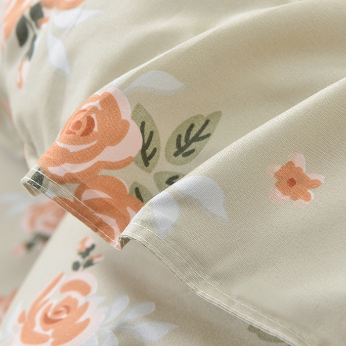 91家纺网 家纺一手货源 找家纺 小雨家纺 2026新款芦荟棉单被套 春暖花开-棕