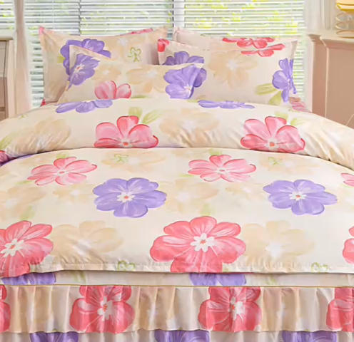 91家纺网 家纺一手货源 找家纺 小雨家纺 2026新款芦荟棉单被套 甜梦-莲