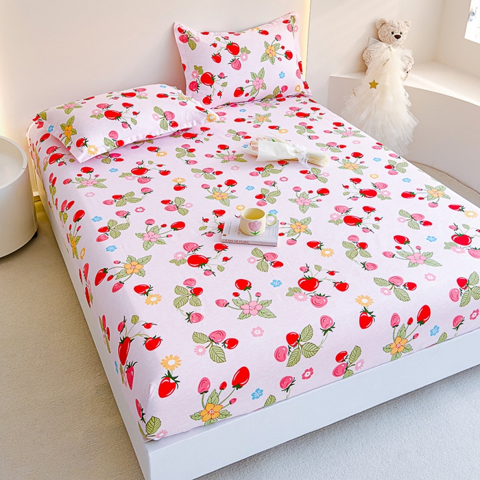 91家纺网 家纺一手货源 找家纺 靓生活 2024新款加厚磨毛生态棉单品床笠 盛夏果实