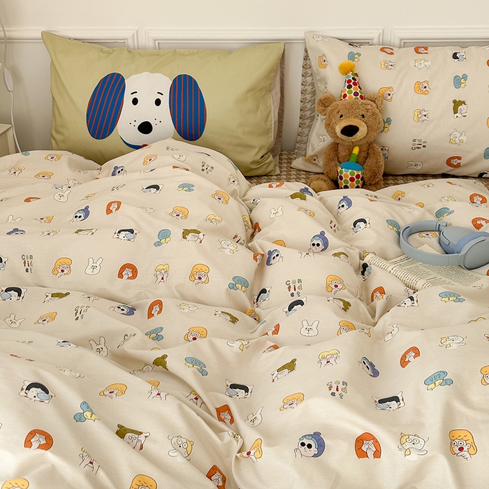 91家纺网 家纺一手货源 找家纺 昔可 新款创意枕套时尚柔舒全棉四件套 小小表情包