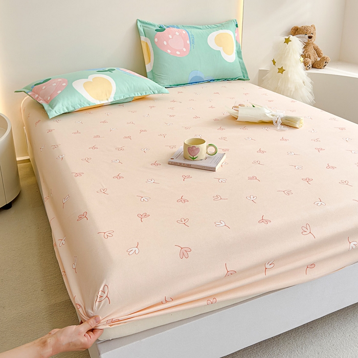 91家纺网 家纺一手货源 找家纺 靓生活 2024新款加厚磨毛生态棉单品床笠 莓莓乐园