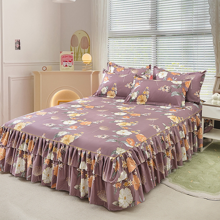 91家纺网 家纺一手货源 找家纺 （总）小雨家纺 2026新款芦荟棉床裙三件套