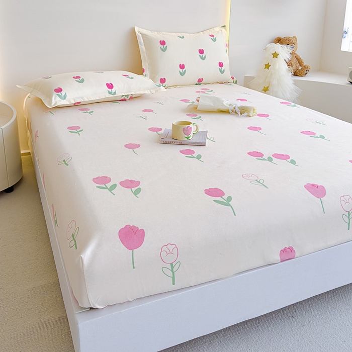 91家纺网 家纺一手货源 找家纺 靓生活 2024新款加厚磨毛生态棉单品床笠 田园花语