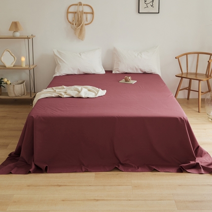 新款40支全棉水洗棉纯色单品系列-单床单 果酱红