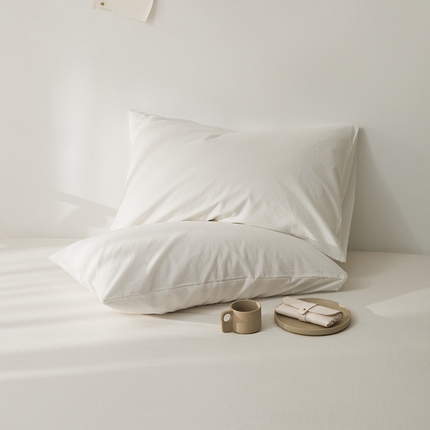 新款40支全棉水洗棉纯色单品系列-单枕套 奶昔白
