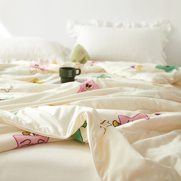 91家纺网 家纺一手货源 找家纺 怡家居 2024新款A类云柔针织棉夏被 七彩海星