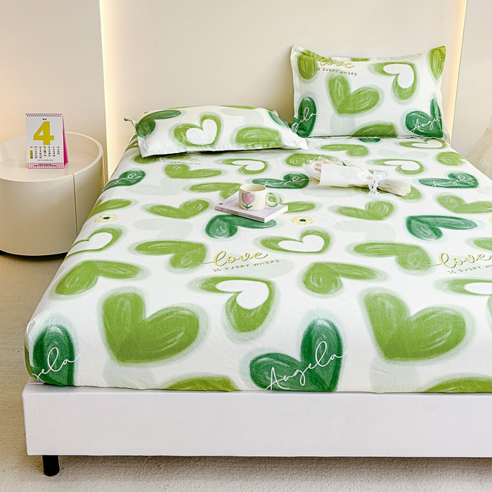 91家纺网 家纺一手货源 找家纺 靓生活 2024新款加厚磨毛生态棉单品床笠 爱在心田