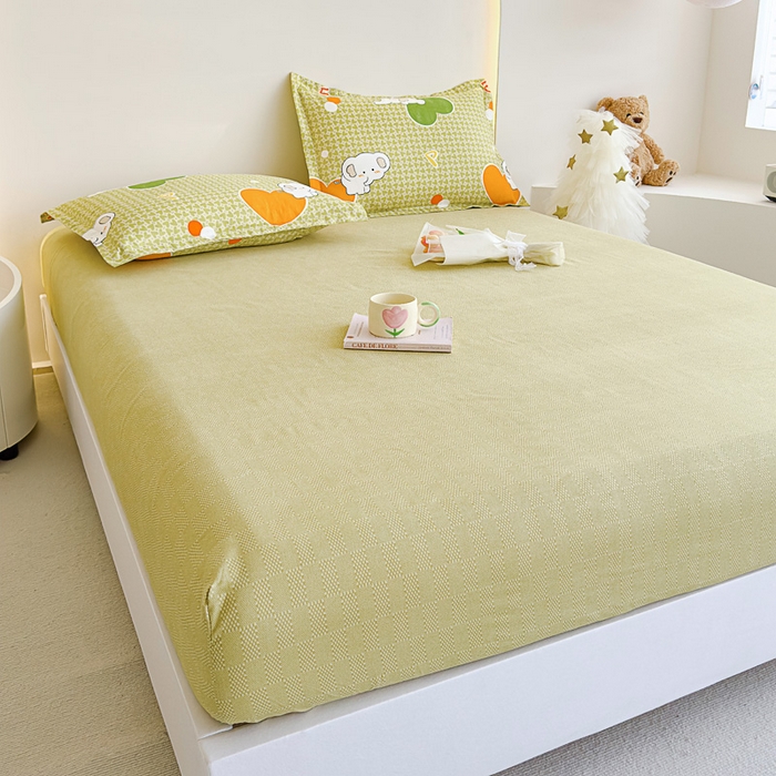 91家纺网 家纺一手货源 找家纺 靓生活 2024新款加厚磨毛生态棉单品床笠 爱心萌宠